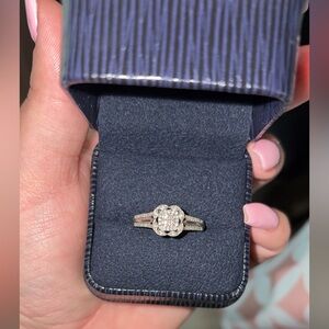 Selling engagement ring. Pure silver band with diamonds